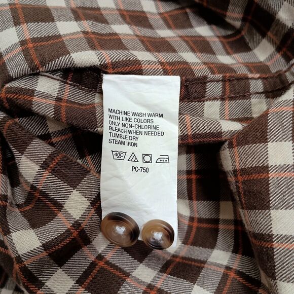 Timberland Shirt Mens 2XL Brown Cotton Flannel Button Down Plaid Chest Pockets - Picture 6 of 7